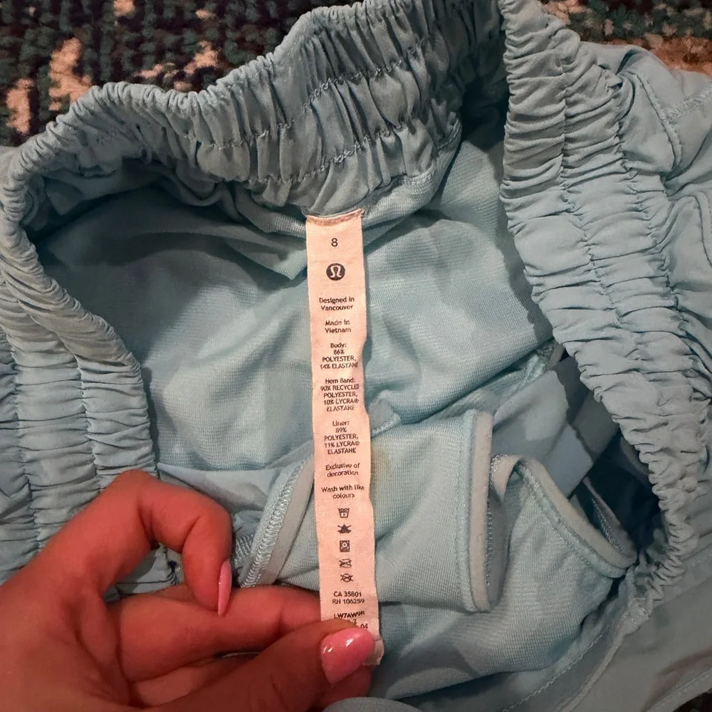 lululemon athletica light blue women’s athletic shorts